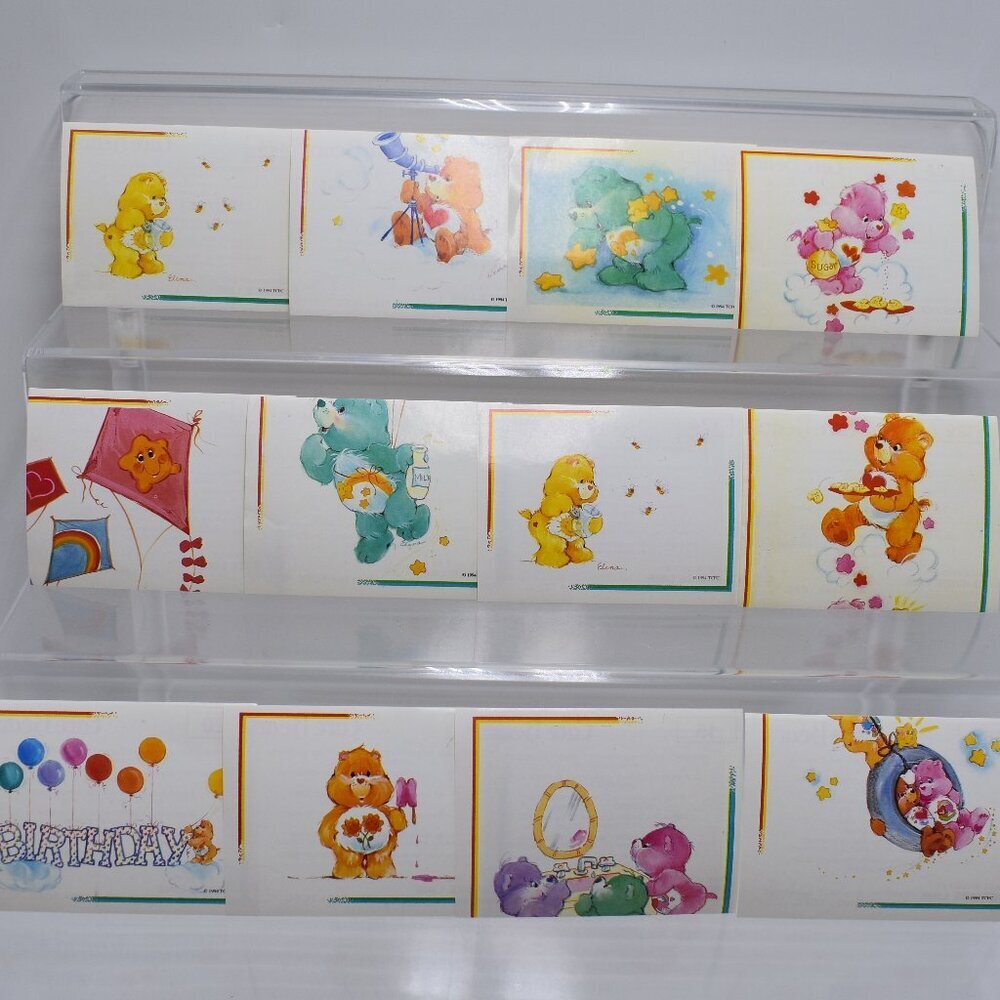 Vintage 1994 Care Bears 12 Stickers - Made in Italy by Service Line Modena